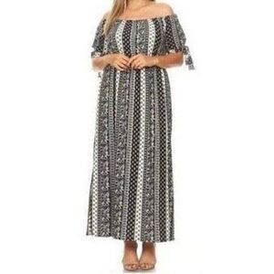 Vibe Sportswear Womens Floral Border Print Short Sleeve Maxi Dress Size 2X